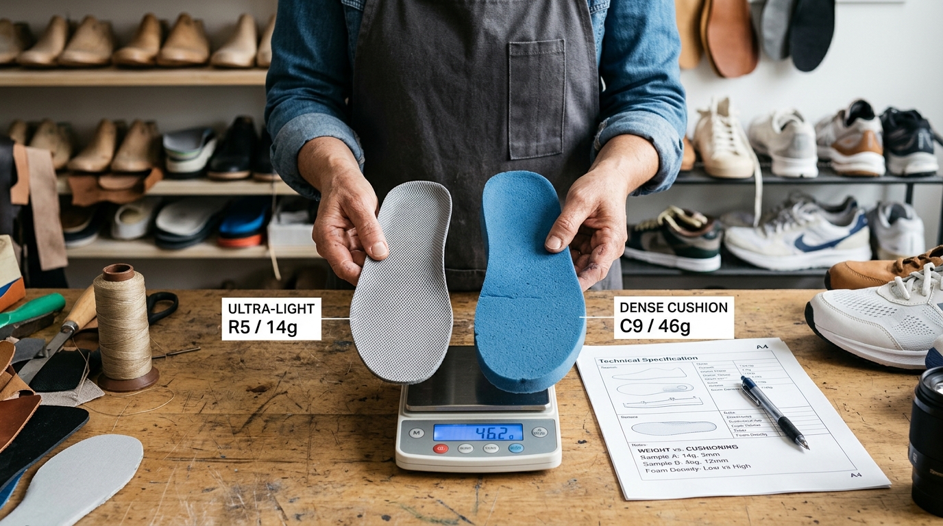 performance insoles — weight vs cushioning core trade-offs