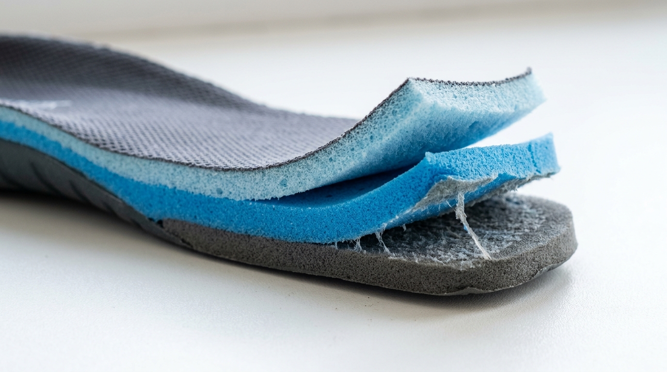 memory foam insoles — layering lamination and top covers