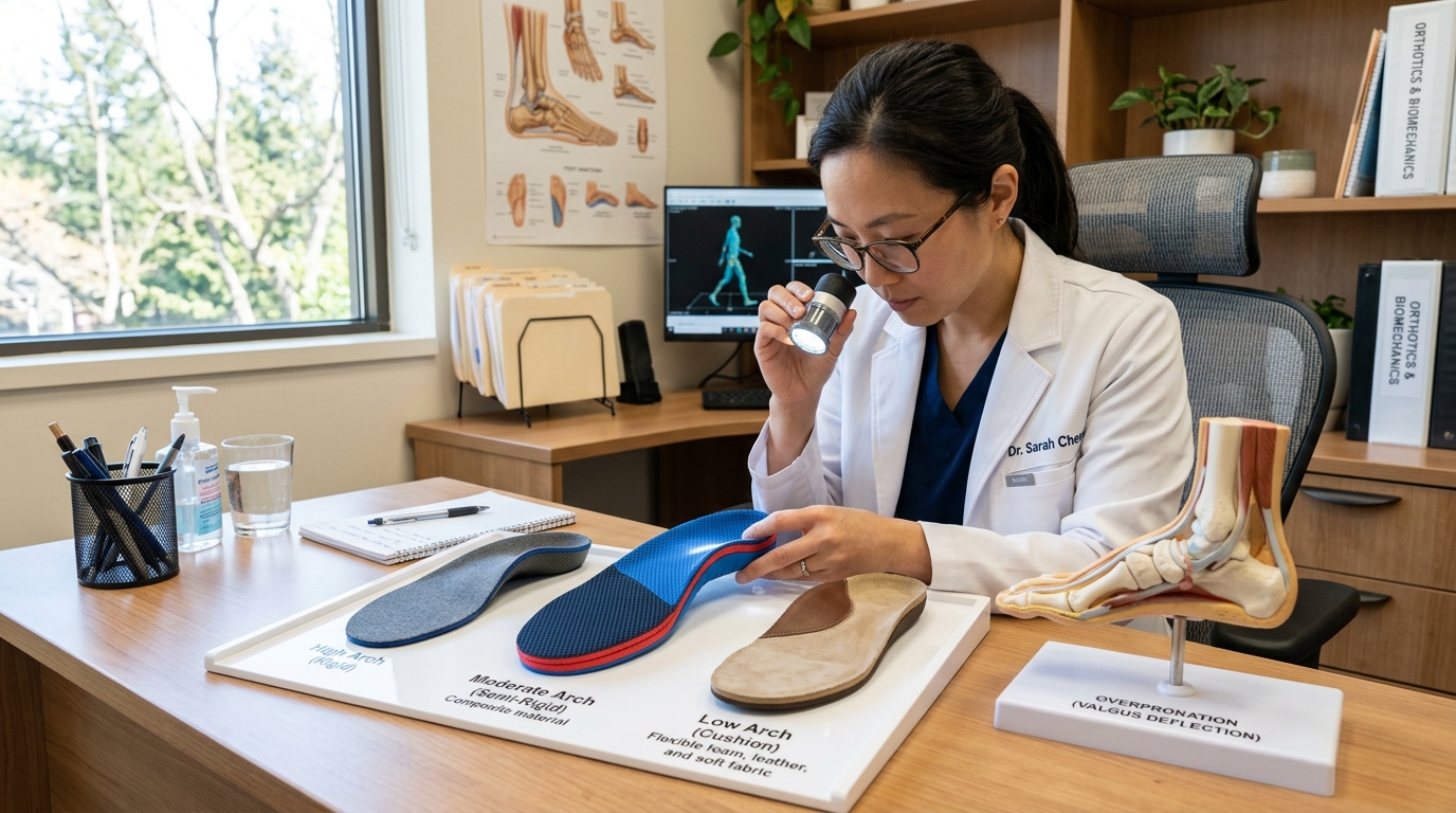 overview of insole categories for overpronation ranging from full-contact orthotics to cushioned arch-support designs
