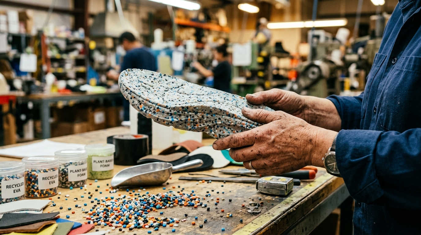 recycled content footwear components — sustainable midsoles  uppers