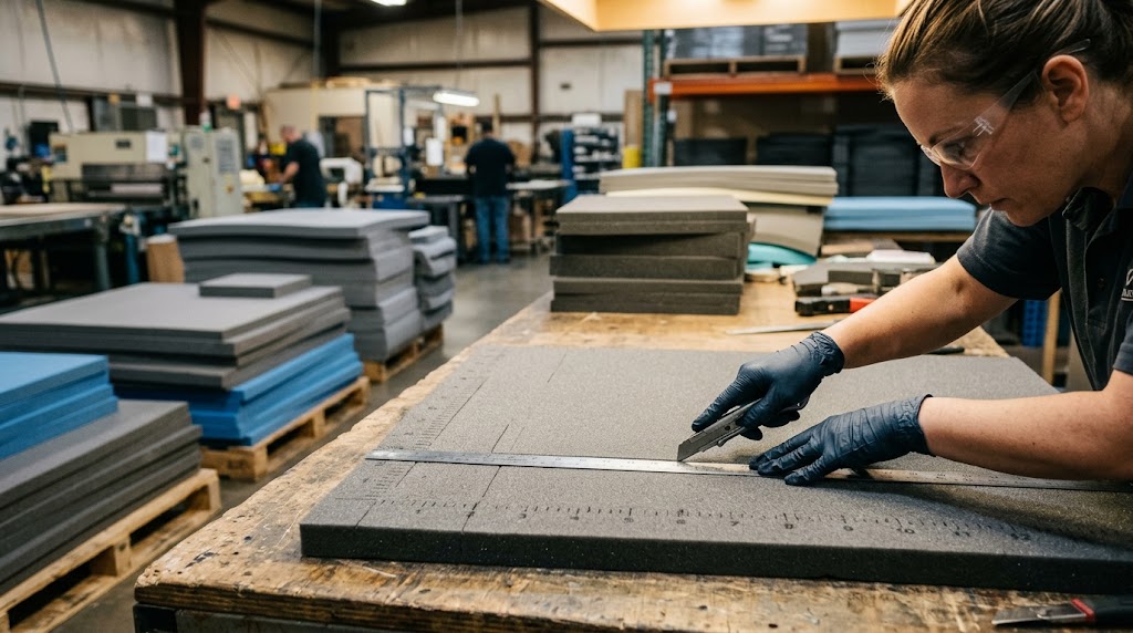 compression molded foam tongues — the compression molding cycle