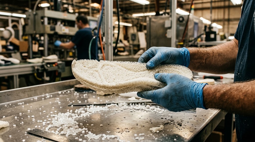 pellet foam molding — fx footwears popcorn foam patent