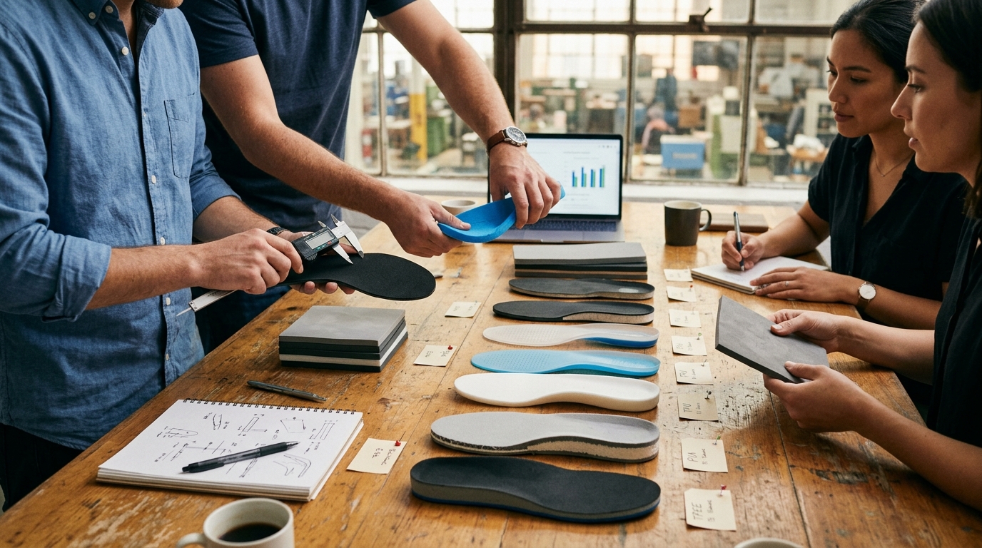EVA PU supercritical foam insoles — insole material selection table