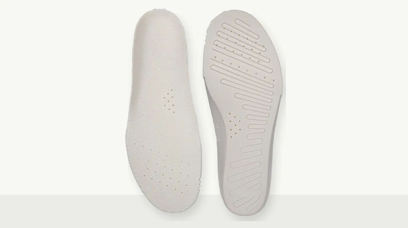 White SCF running insole samples for high rebound custom insole development