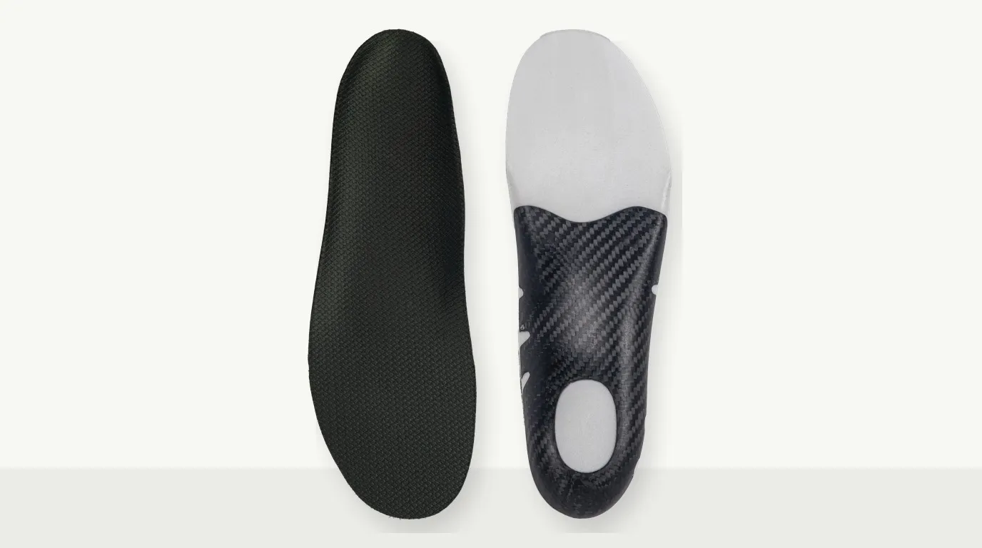 SCF EVA insole construction with carbon fiber support component