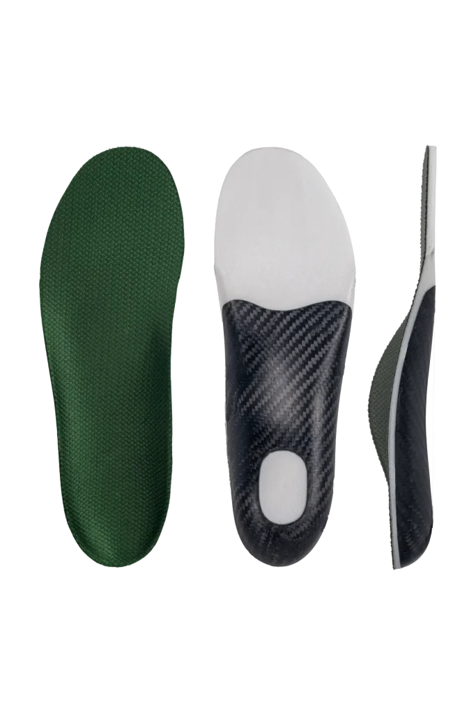 Carbon fiber support insole with Jersey top cover and SCF EVA cushioning