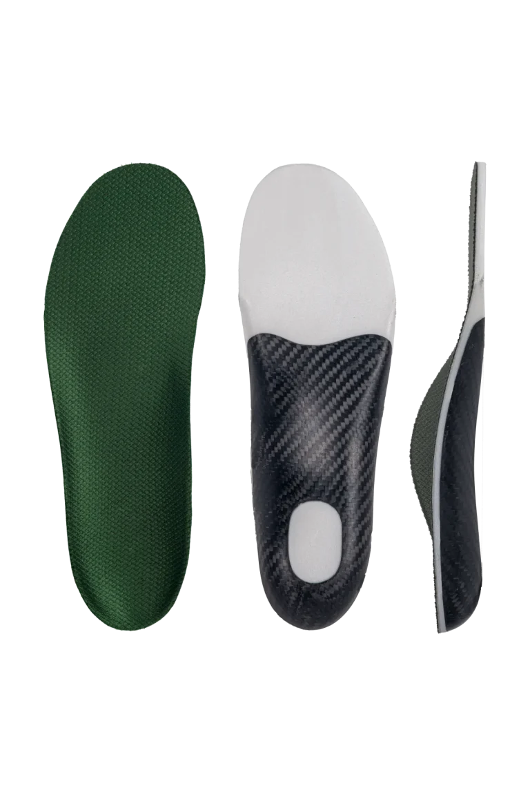 Carbon fiber support insole with Jersey top cover and SCF EVA cushioning