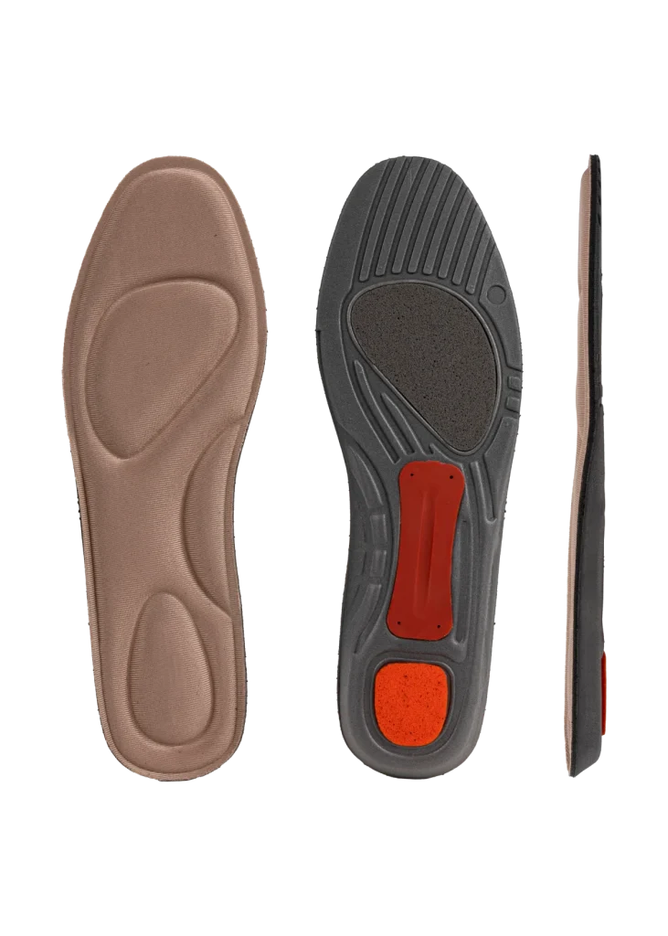 EVA reinforced support insole with Spandex top cover, nylon shank and PU foam