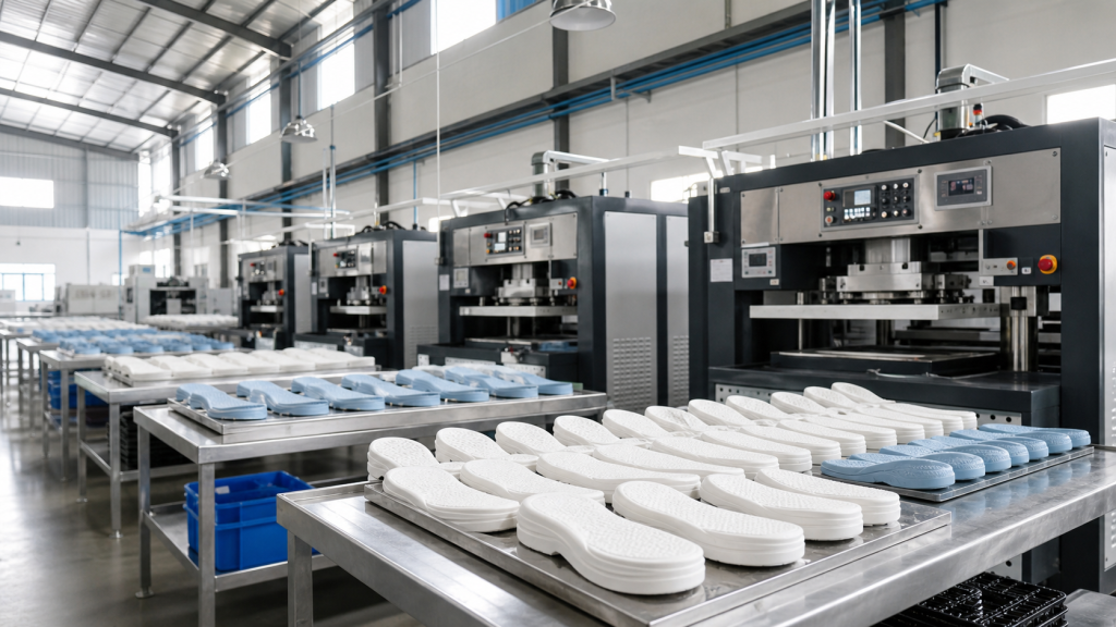 High rebound EVA midsole factory production and batch control