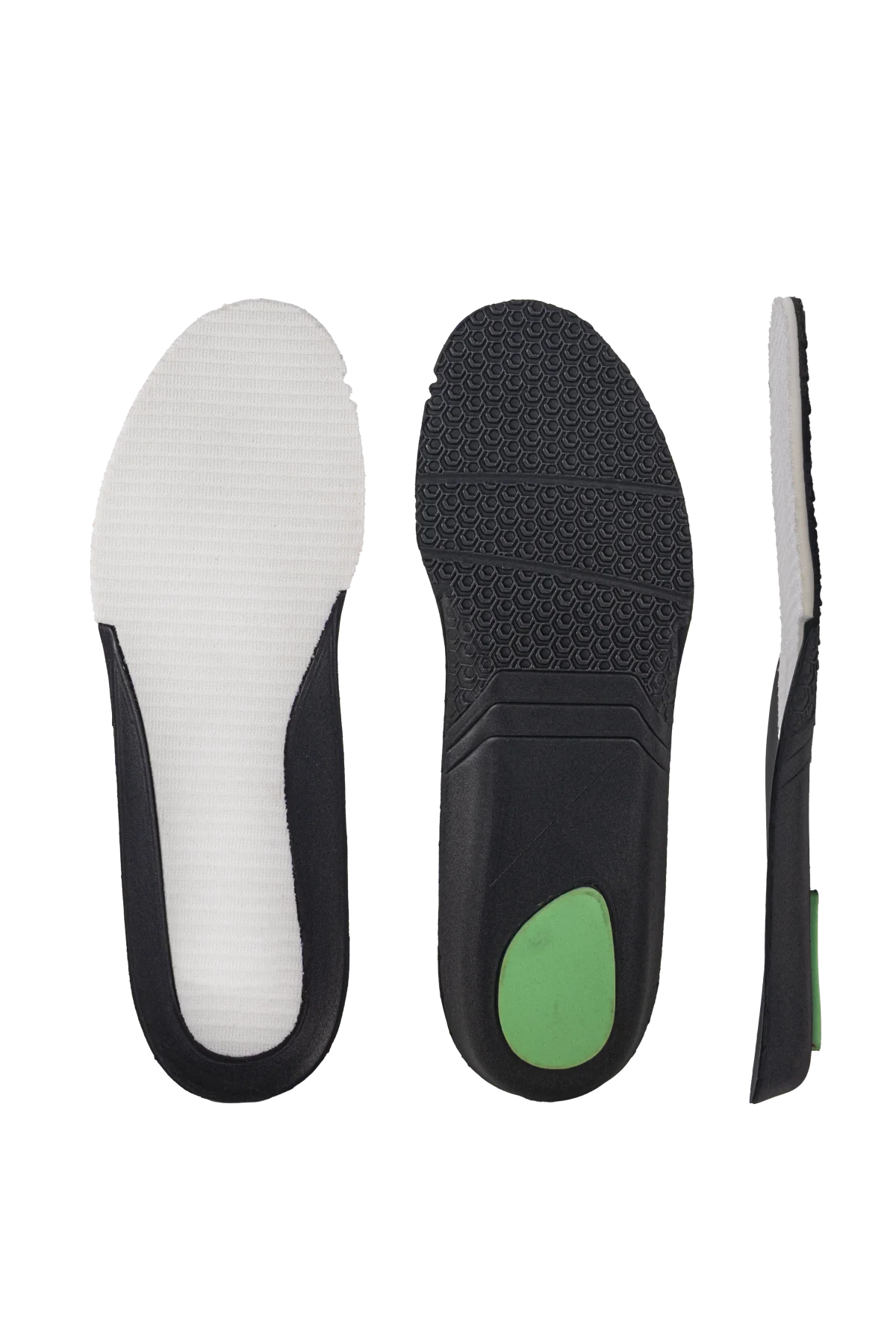 Performance ETPU and TPEE cushioning insole with Terry top cover