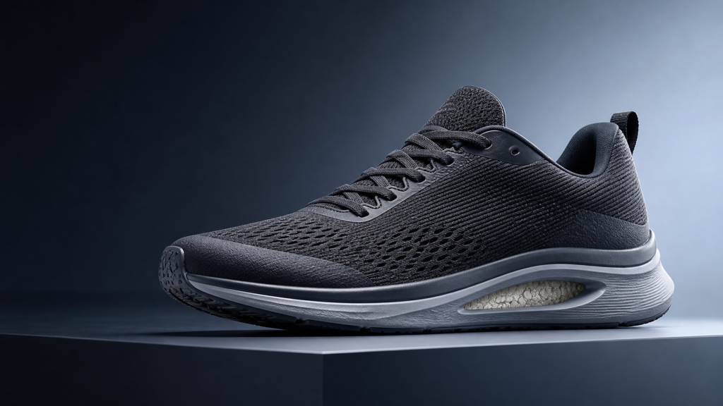 athletic sneaker with a hydrolysis-damaged polyurethane midsole section